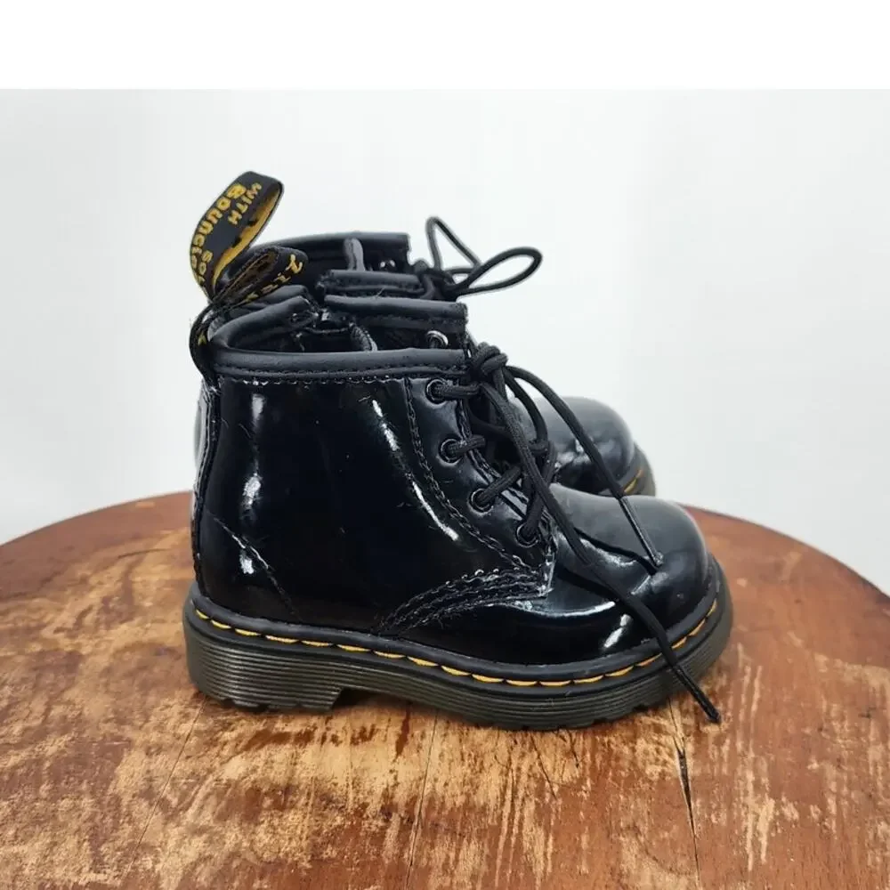 Girl's Toddler Doc‎ Marten's Black Patent Leather Boots Size 5